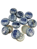 Chinese Canton Double Happiness lidded boxes