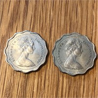(2) 1966 Bahamas 10 Cent Coins