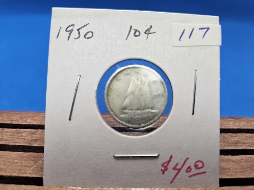 1-1950 SILVER TEN CENT COIN