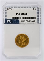 1878 Gold $3 MS64 LISTS $7000