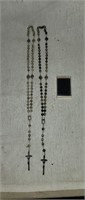 2 Italian Silver Plate Beaded Rosaries