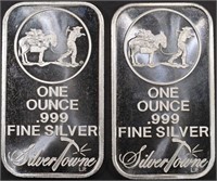 (2) 1 OZ .999 SILVER SILVERTOWNE BARS