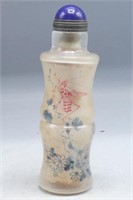 CRYSTAL INNER PAINTED 'CRICKET' SNUFF BOTTLE
