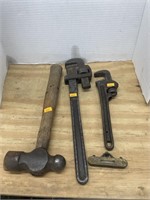 Antique Ridgid pipe wrench, antique Bonney pipe
