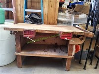 Solid Wood Work Bench w/ 2 Vice