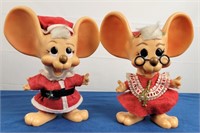 1970 Big Ear Mouse Santa & Mrs Claus [x2]