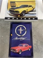 2 ford mustang metal signs