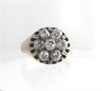 14K Yellow Gold Antique Diamond Cluster Ring