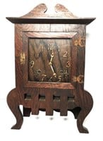Antique Mantel Clock with Wood Carved Case