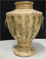 Ceramic Pot w/ 2 Metal Rings - 9.5" Tall
