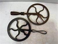 LOT OF 2 BUGGY WOODEN WHEEL MEASURING TOOL