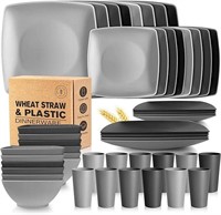 Teivio 48-piece Wheat Straw Square Dinnerware Set