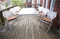 Rectangular Glass Patio Table with Six Chairs