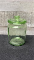 Uranium Glass Covered Dish Small Chip On Lid 4.5"
