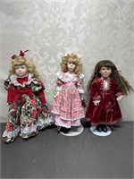 3 porcelain dolls