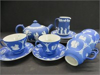 8 PCS BLUE WEDGWOOD TEA SET