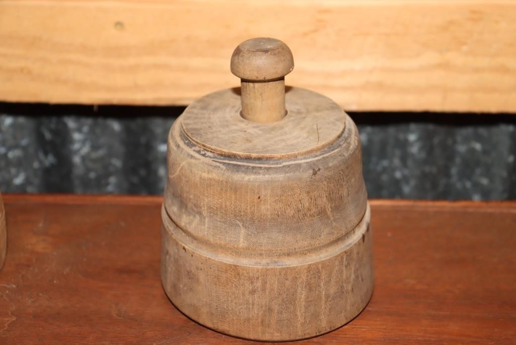 Antique wooden butter print decorated with wheat