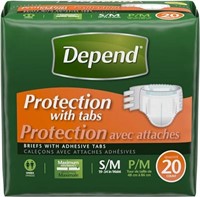 Depend Protection with Tabs, Maximum Briefs S/M,