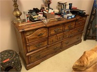 DRESSER W CONTENTS (CLOTHES ETC) & NIGHT STAND