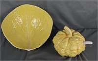 Yellow hammered pumpking serving bowl ITALY