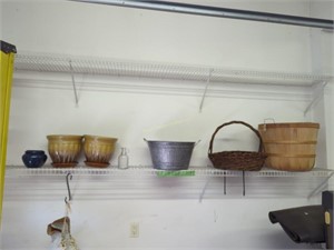 Items On Shelf Planters, Baskets, Etc