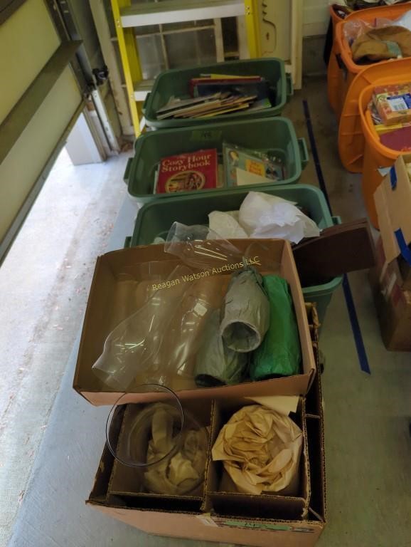 Boxes Of Children's Books, Globes Etc. As Shown