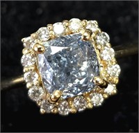 $5250 14K  2.7G Lab Blue Diamond 1.74Ct+0.26Ct Rin