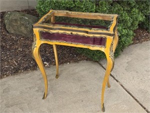 Antique French Glass Display Table w/ Ormolu