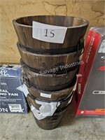 6pc wooden barrel planters