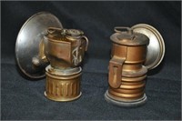 Premier & Justrite brass miner's carbide lamps