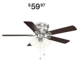 LED Indoor Brushed Nickel Ceiling Fan with Light