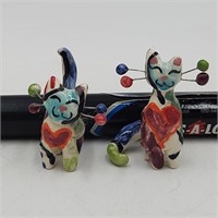 Pair Amy Lacombe WhimsiClay Cat Sculptures