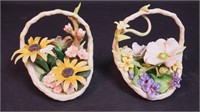 A pair of Cybis porcelain flower basket