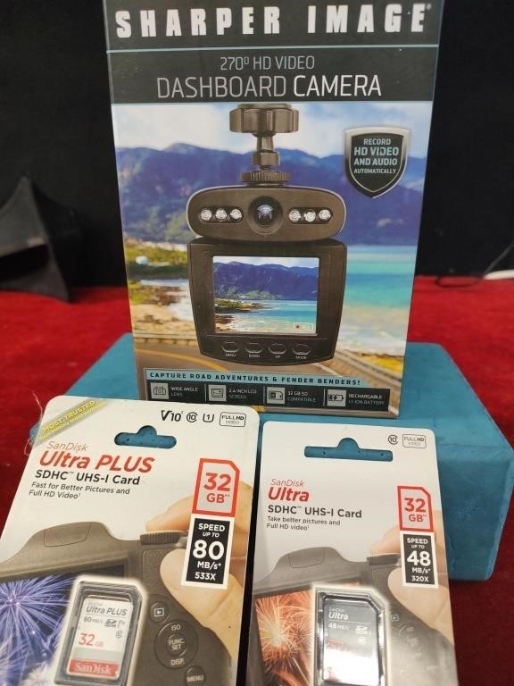 Dash Cam w/ (2) 32gb SD Cards - Like new in box