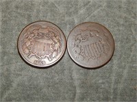 1864 & 1865 2 cent coins