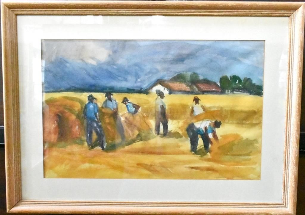 FIELD SCENE WATERCOLOR, SIGNED 1963