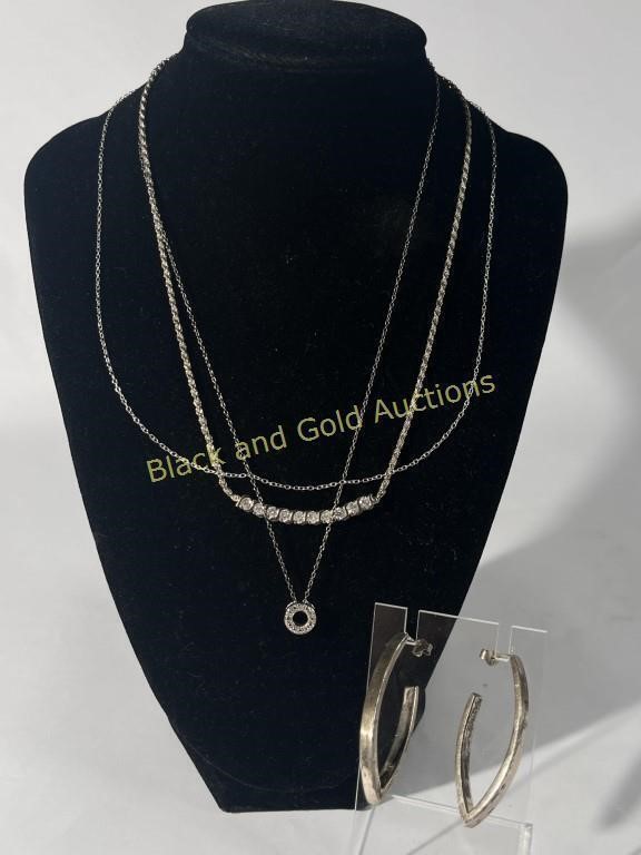 (3) Sterling Silver Necklaces & Earrings