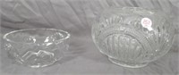 Vintage Clear Uranium Glass Bowls with "Shell"
