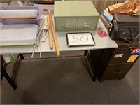Desk, File Cabinet, & Contents