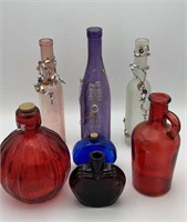 Vtg. art glass bottels lot