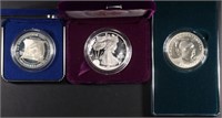 1990-S PROOF ASE, 1987 & 1990 SILVER COMM $1 OGP