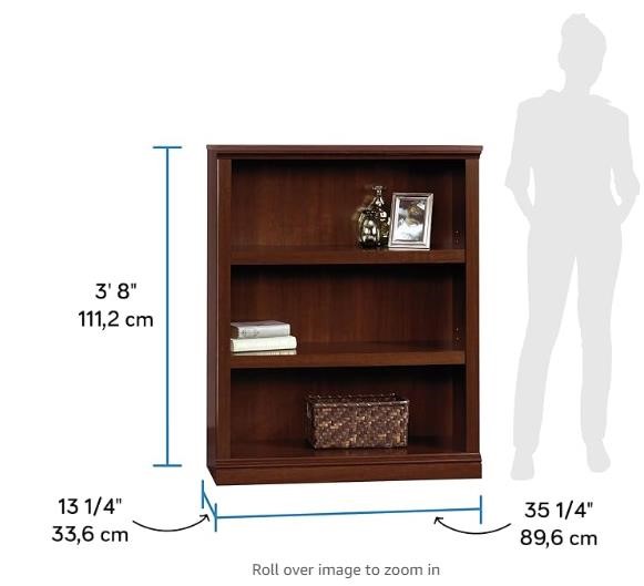 Sauder 3-Shelf Bookcase/ Book shelf, Cherry