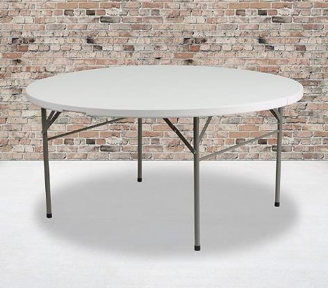 5' Round Plastic Folding Event Table, White