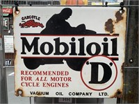 Enamel Mobiloil D Cycles Sign 280 x 230. Modern