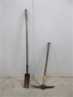 Pickaxe & Homemade Trenching Shovel