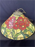 Vintage floral stained glass pendant