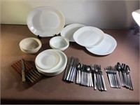 Corelle Serving plates/bowls/steak knives/cutlery