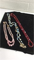 Three Glass Beaded Necklaces M16E