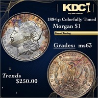 1884-p Morgan Dollar Colorfully Toned 1 Grades Sel