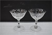 PAIR OF FOSTORIA CHINTZ GOBLET CHAMPAGNE CRYSTAL